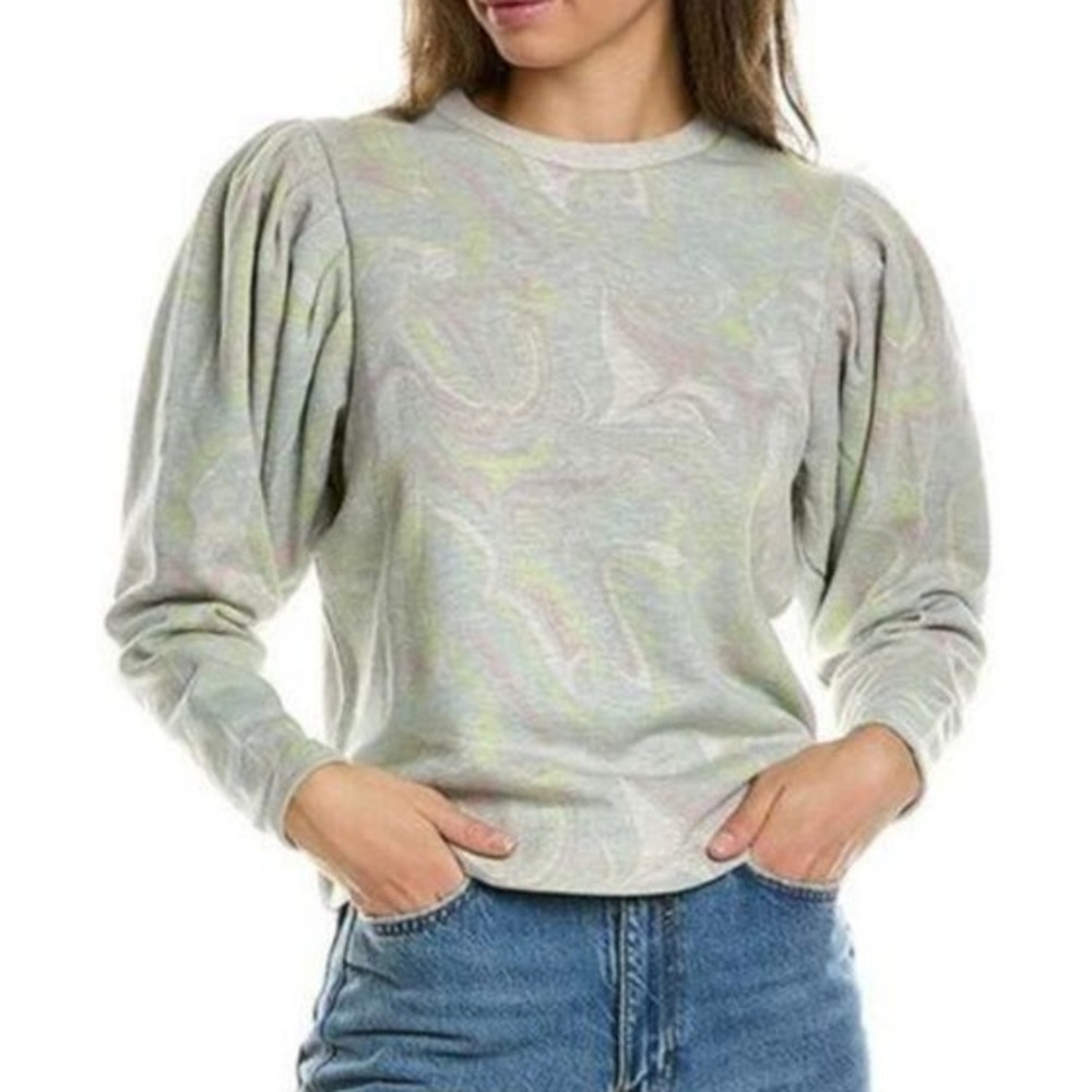 Ted Baker Women's Llanna Sweater 1(S) Pale Green Marble Print Jersey Sweatshirt